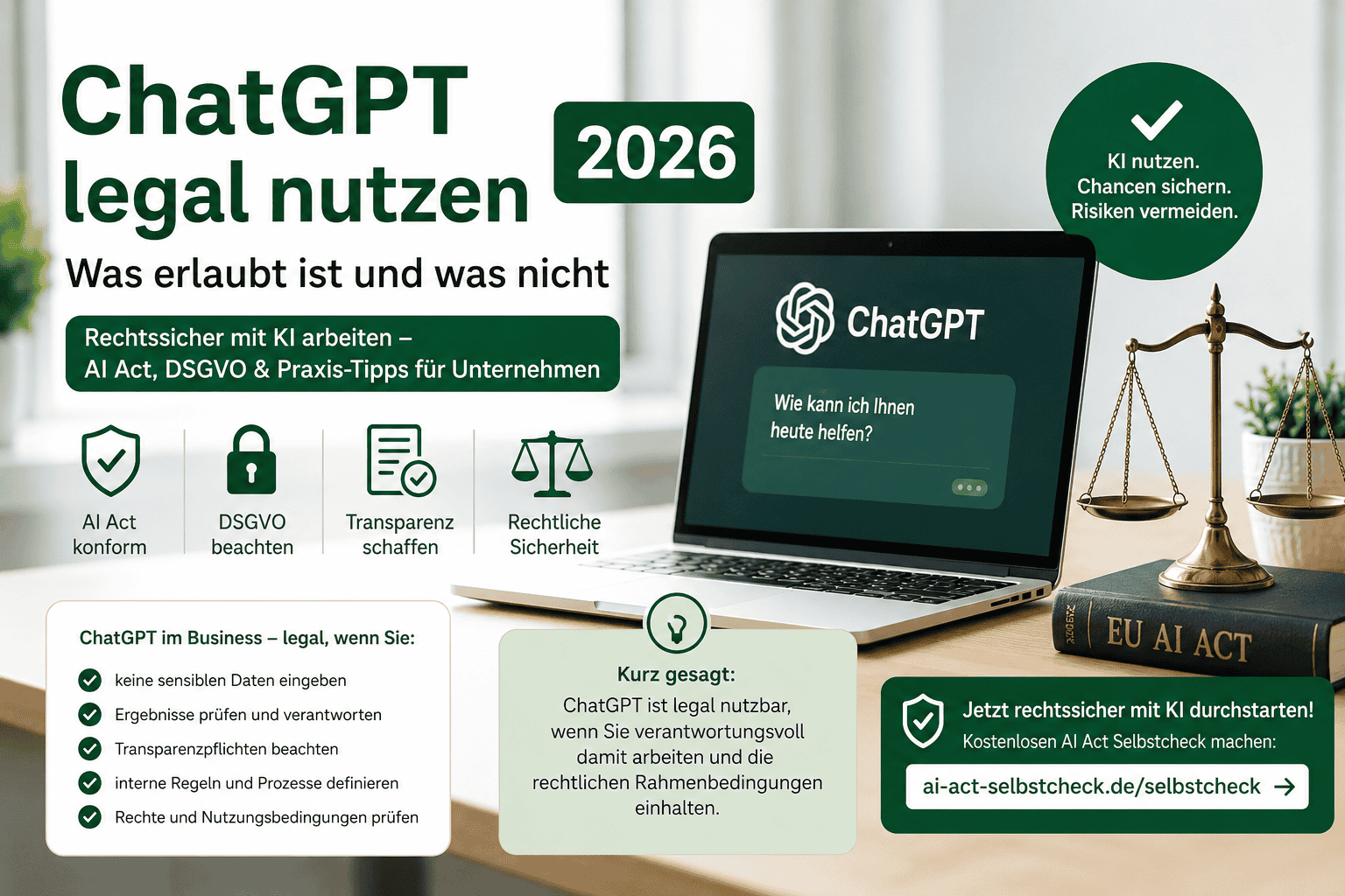 ChatGPT legal nutzen 2026: AI Act und DSGVO für Unternehmen 