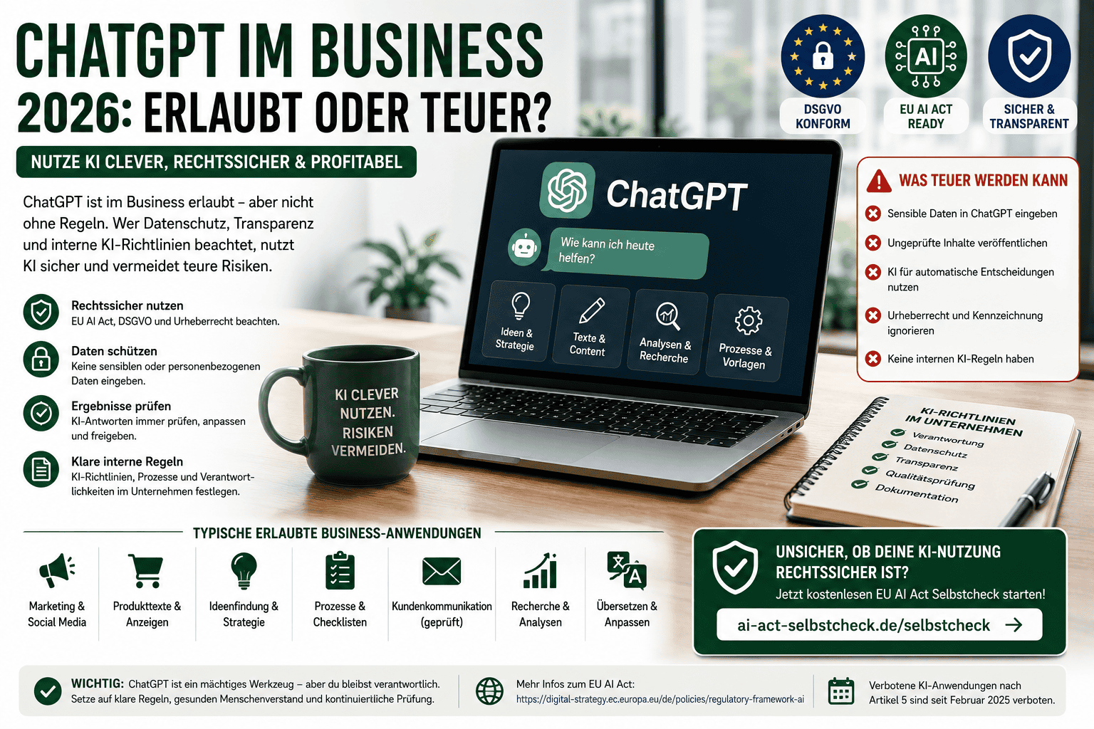 ChatGPT im Business 2026: EU AI Act, DSGVO und sichere KI-Nutzung im Unternehmen