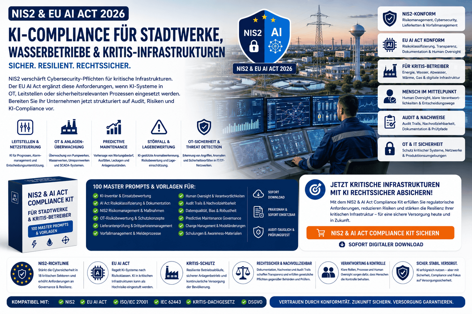 NIS2 EU AI Act Stadtwerke 2026: KI-Compliance für OT, KRITIS und Versorger